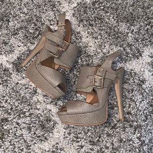 Grey, snake skin shoes